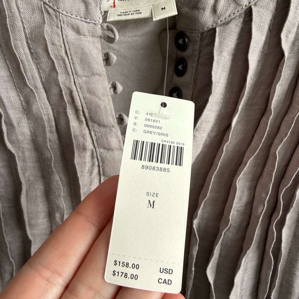 Sleeveless Taupe Mini Dress with Pintuck Detail - Picture 11 of 12